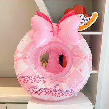 Gyermekek úszógyűrűje fogóval és masnival, felfújható PVC, környezetbarát PVC, vastag PVC, karikatúra mintázat, alkalmas úszáshoz és pancsoláshoz