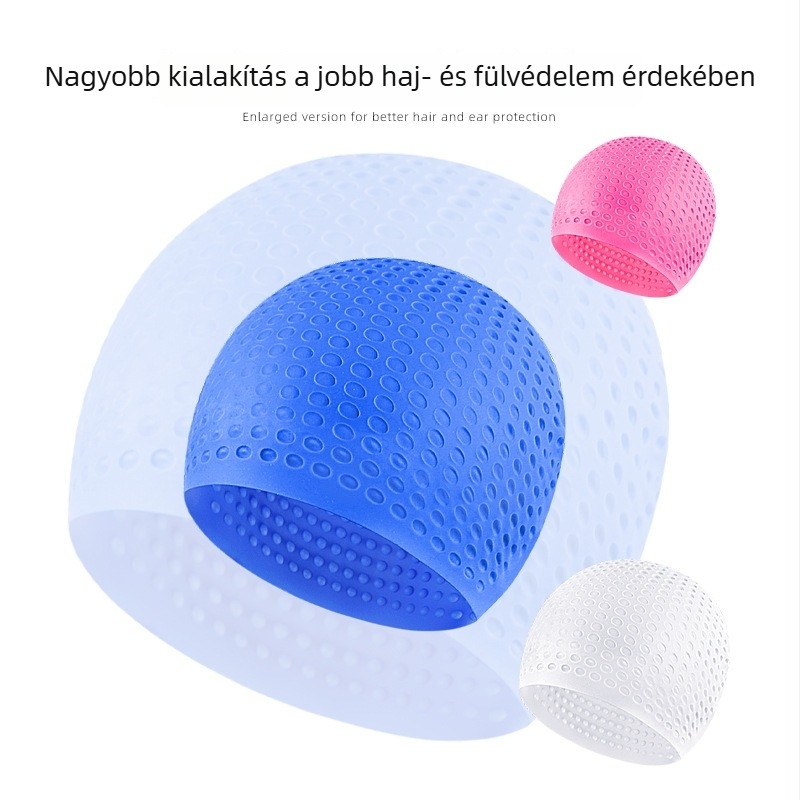 Felnőtt szilikon buborékos úszósapka fülvédővel, vízálló