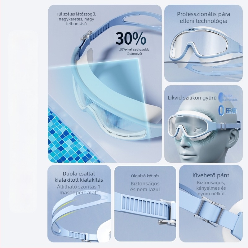 MACYO úszószemüveg antifog HD, nagy keretű, felnőtteknek, PC lencsék
