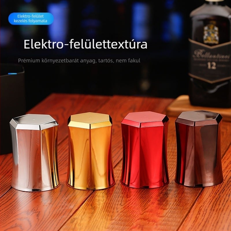 Haoxing ABS Dobókocka pohár, hatszögletű derék, vastított elektroplatált felület, bár/KTV, testreszabható, 100 db/doboz