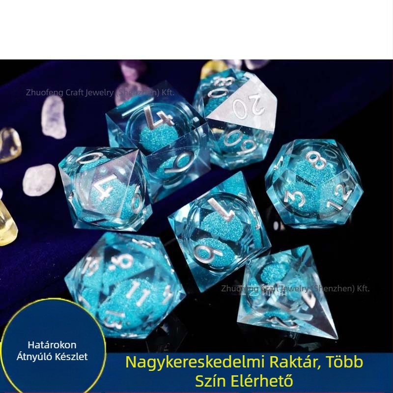 D&D kocka készlet epoxigyantából, 20 oldalú, derékszög stílus, 100 darab