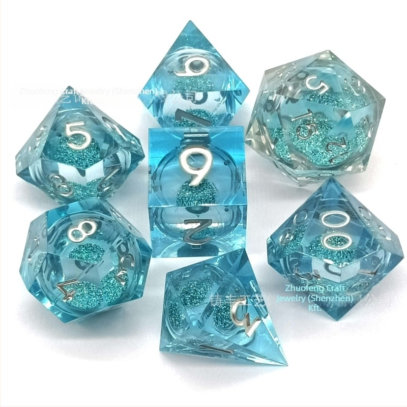 D&D kocka készlet epoxigyantából, 20 oldalú, derékszög stílus, 100 darab