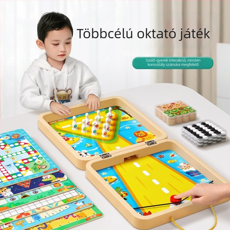 All-in-one gyerekeknek szóló társasjáték – Gomoku és Dáma, műanyag oktatási játék két játékos számára, 4–14 éves
