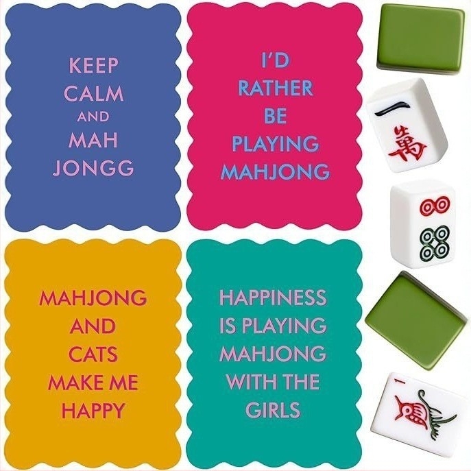 Mahjong kártyák – PVC anyag, hullámos élek fan formájában, 4 közmondás kártya, szabadidős kiegészítő, 14+ éveseknek