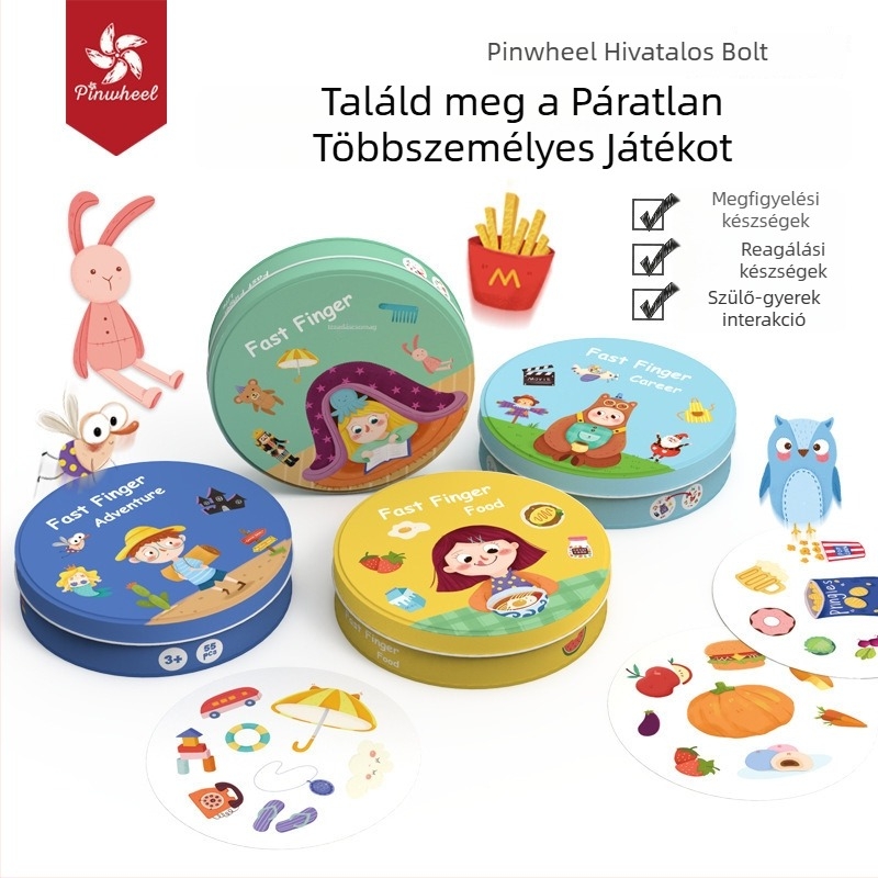 Pinwheel Berman Gyerekek figyelemfejlesztő társasjáték – Párosító feladatok családi játék (papír; társasjáték-kártya; 4–6 évesek; párosítás)