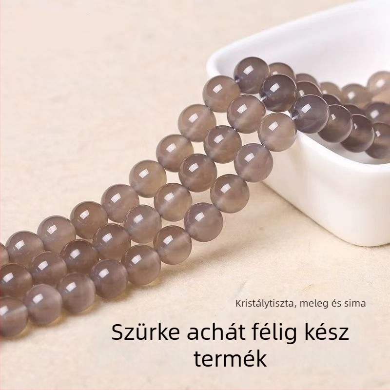 Achátból készült szórt gyöngyök, gyöngyházfényű kezelés, nyolc szem mintázat, eredet: Lianyungang