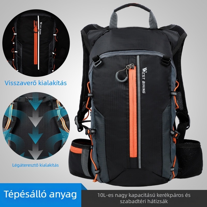 Hegyi kerékpározáshoz tervezett hátizsák, Nylon, 10L kapacitás, Modell YP0707210, WEST BIKING