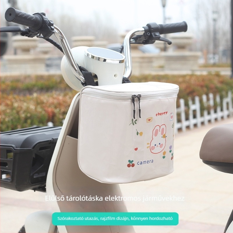 Extra-nagyságú vízálló akasztós táska elektromos járművekhez, női stílusú tárolótáska, előre szerelhető akasztótáska elektromos robogóhoz, hátsó tároló kosár