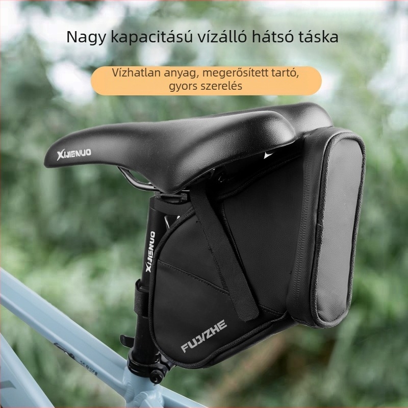 Kerékpárnyereg- és hátsó táska MTB és országúti biciklikhez, PU anyag, 1 L kapacitás, vízálló, modell 1282