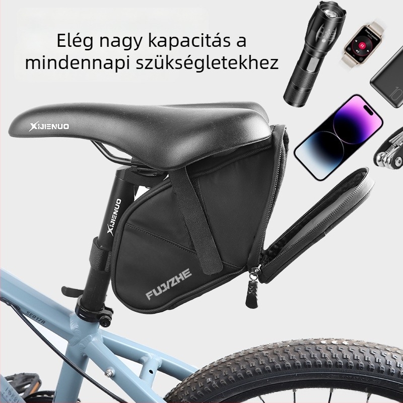 Kerékpárnyereg- és hátsó táska MTB és országúti biciklikhez, PU anyag, 1 L kapacitás, vízálló, modell 1282