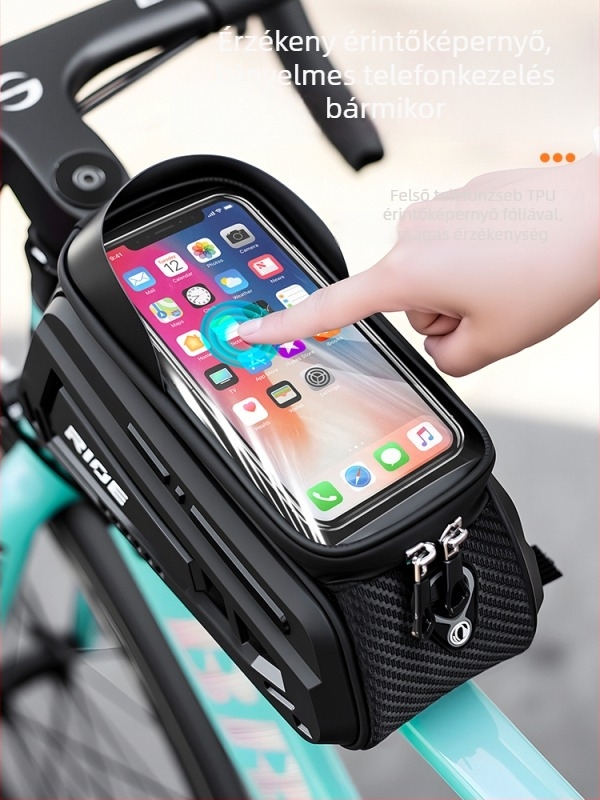 Első vázcső táska országúti és mountain bike-hoz, modell 985, Silk Flower anyag, első tároló zseb