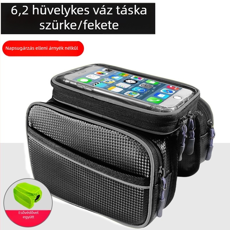 Első vázcső táska országúti és mountain bike-hoz, modell 985, Silk Flower anyag, első tároló zseb