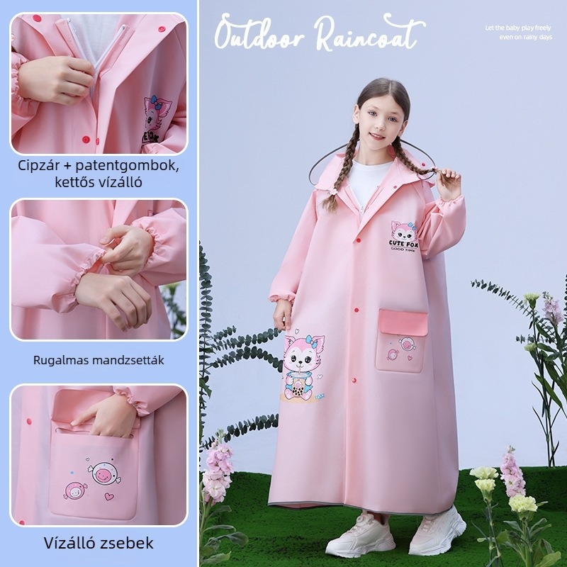 Gyerekek teljes testű vízálló esőkabát, oversize méret, fiúknak és lányoknak, 5–12 évesek