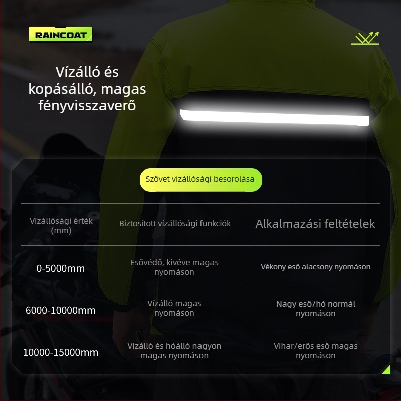 Motorkerékpáros esőponcho felnőtteknek – nehéz eső elleni védelem, egy személyes vise, logó nyomtatás lehetséges, Chun Yafang anyag, PU ragasztó vízálló
