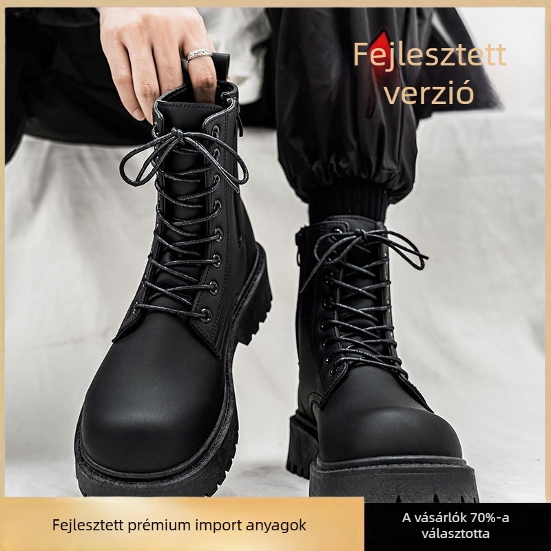 Férfi Martin csizma belső magasság növeléssel, mikroszálas bőr felsőrész, gumírozott talp, vízálló, csúszásmentes