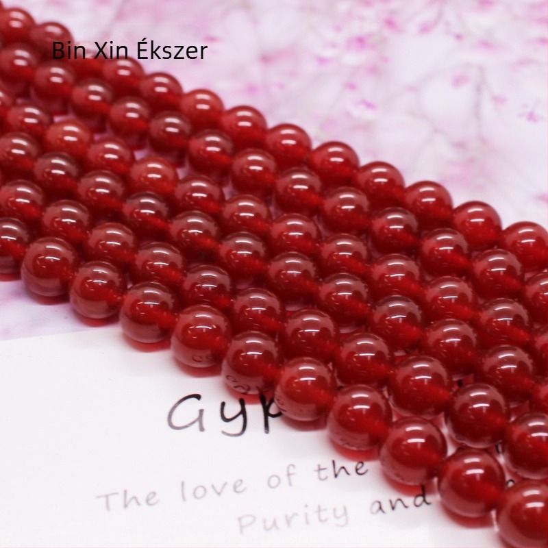 7A piros achát kerek, laza gyöngyök, 8 mm, karkötő készítéséhez, DIY ékszer alkatrészek