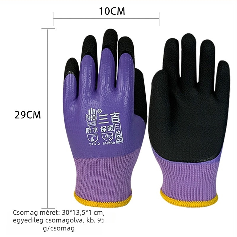 Fleece béléses téli kesztyűk, vastagított és vízálló, kopásálló, hideg elleni védelem, szúrásálló, munkavédelmi kesztyűk horgászathoz és szabadtéri lovagláshoz