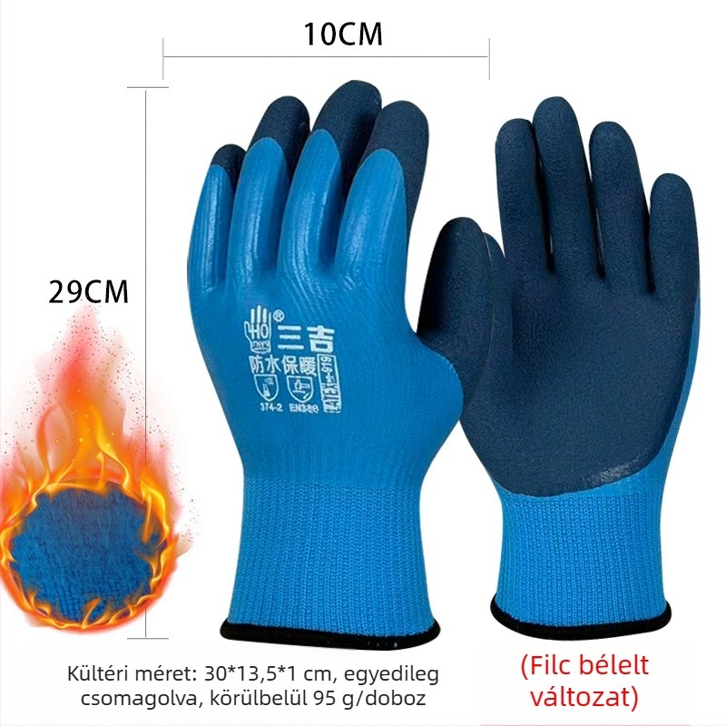 Fleece béléses téli kesztyűk, vastagított és vízálló, kopásálló, hideg elleni védelem, szúrásálló, munkavédelmi kesztyűk horgászathoz és szabadtéri lovagláshoz
