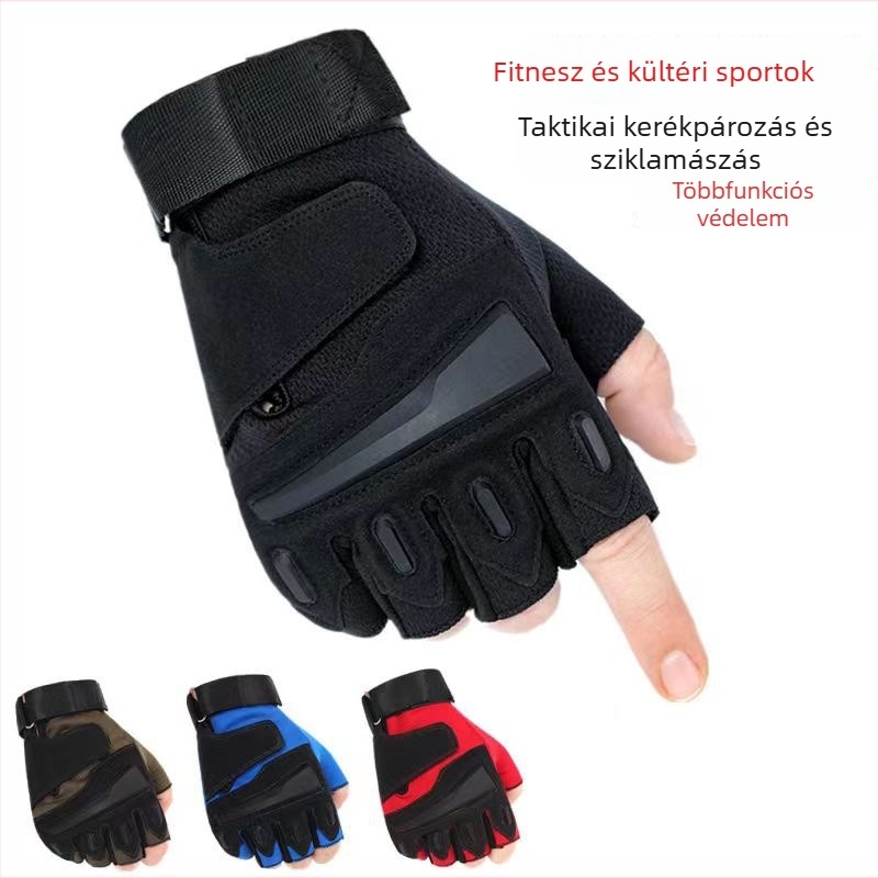Félujjú kerékpáros kesztyűk, lélegző, csúszásmentes, felnőtt, uniszex