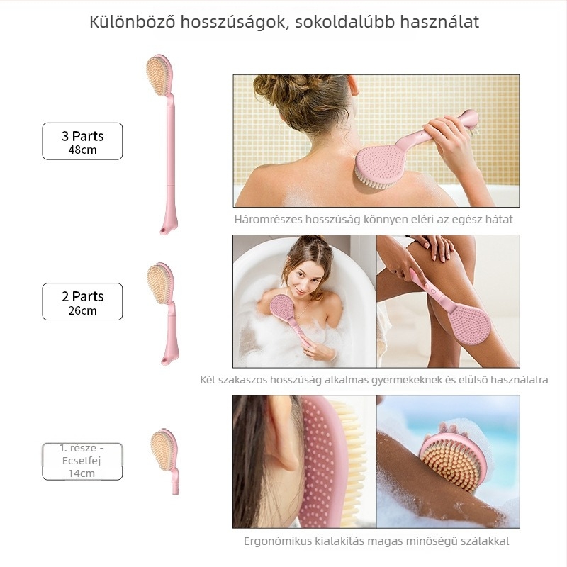 Hosszú nyelű fürdő- és masszázs ecset, lágy sörtékkel | ABS/PA, The Story of Mud, Jiangsu