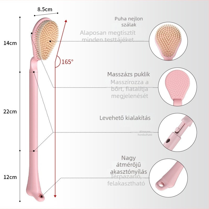 Hosszú nyelű fürdő- és masszázs ecset, lágy sörtékkel | ABS/PA, The Story of Mud, Jiangsu