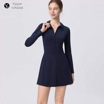 Egyrészes tenisz szoknya gyorsan száradó béléssel, LYCRA/Nylon 75%/25% keverék, bélés 75% Nylon 25% Spandex, Mintázat: Egyszínű