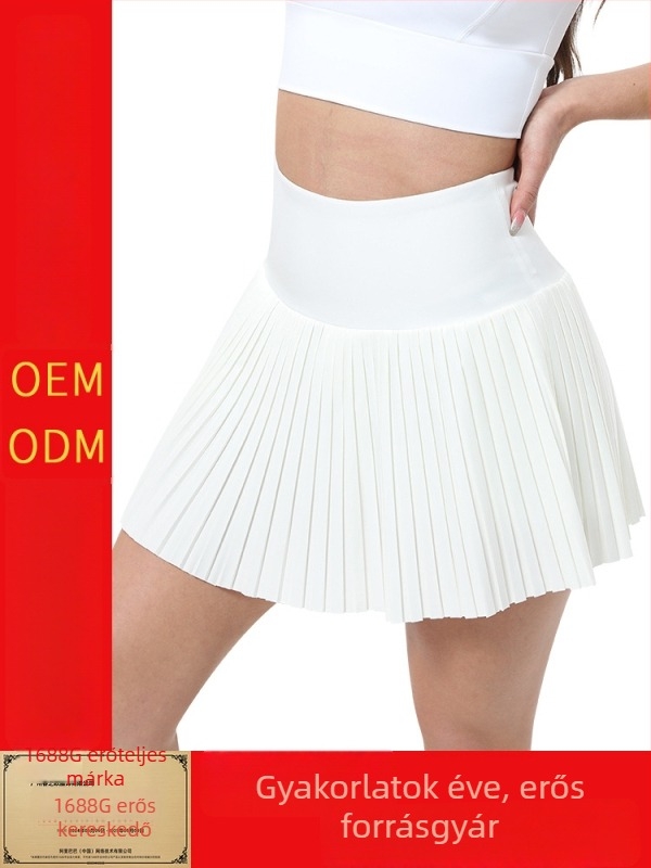 Női szabadtéri sport rövid pliszés szoknya – egész éves viselet, anyag: Poliészter-Lycra keverék (82% Poliészter, 18% Spandex), bélés: Lycra 18%, futás és tenisz