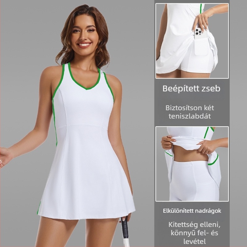 Fitnesz sportos ruha mellvéddel, ujj nélküli, egyszínű; anyag: keverék kémiai rosták; külső anyag 78% nylon, bélés 22% spandex