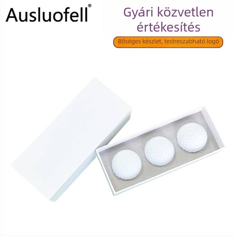 Golf ajándékdobozt készlet, 3 darab, két részes fedél, kétszintes golflabda-doboz, nyomtatott logó