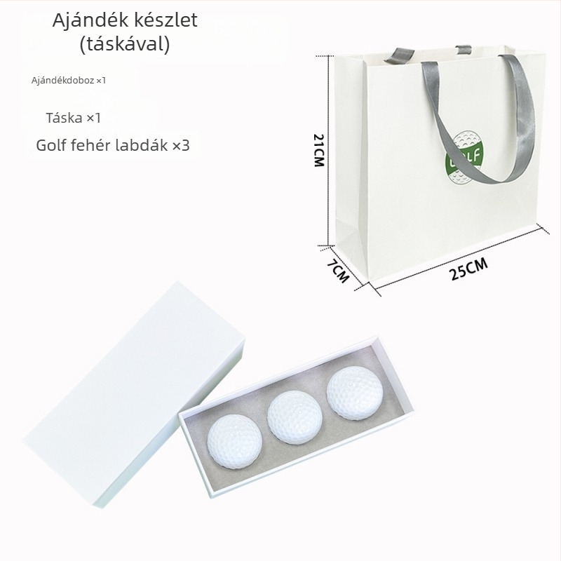 Golf ajándékdobozt készlet, 3 darab, két részes fedél, kétszintes golflabda-doboz, nyomtatott logó