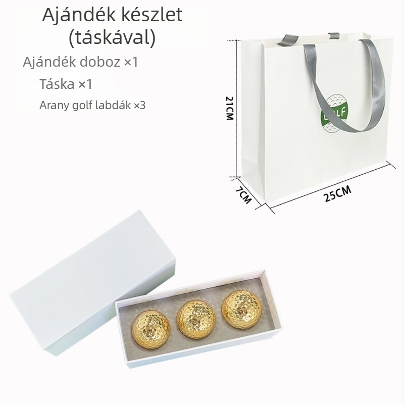Golf ajándékdobozt készlet, 3 darab, két részes fedél, kétszintes golflabda-doboz, nyomtatott logó