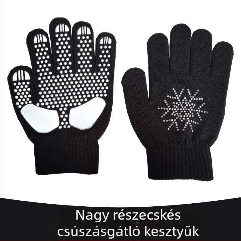 Sí- és korcsolyázó kesztyűk, vastagított kivitel, csúszásmentes, diamant mintás díszítéssel, esés elleni védelem, felnőtteknek és gyerekeknek, uniszex