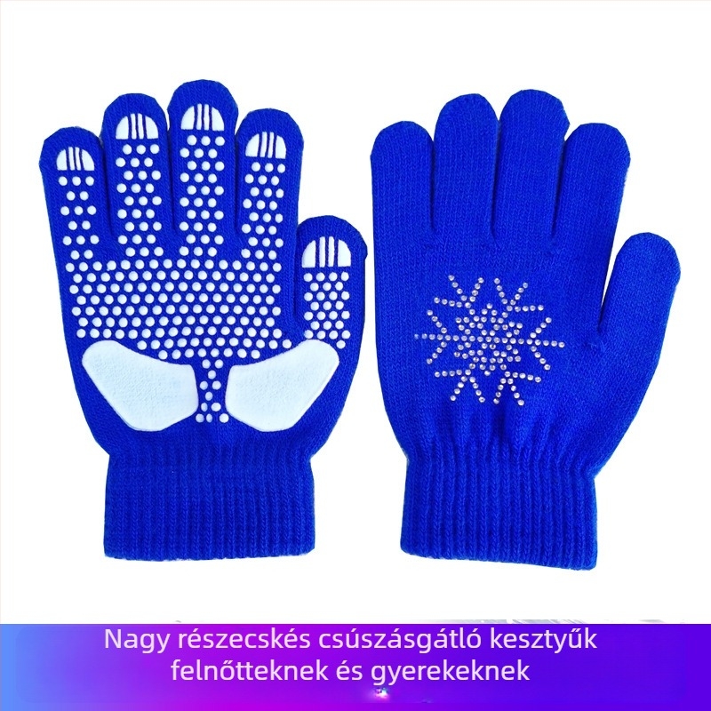 Sí- és korcsolyázó kesztyűk, vastagított kivitel, csúszásmentes, diamant mintás díszítéssel, esés elleni védelem, felnőtteknek és gyerekeknek, uniszex