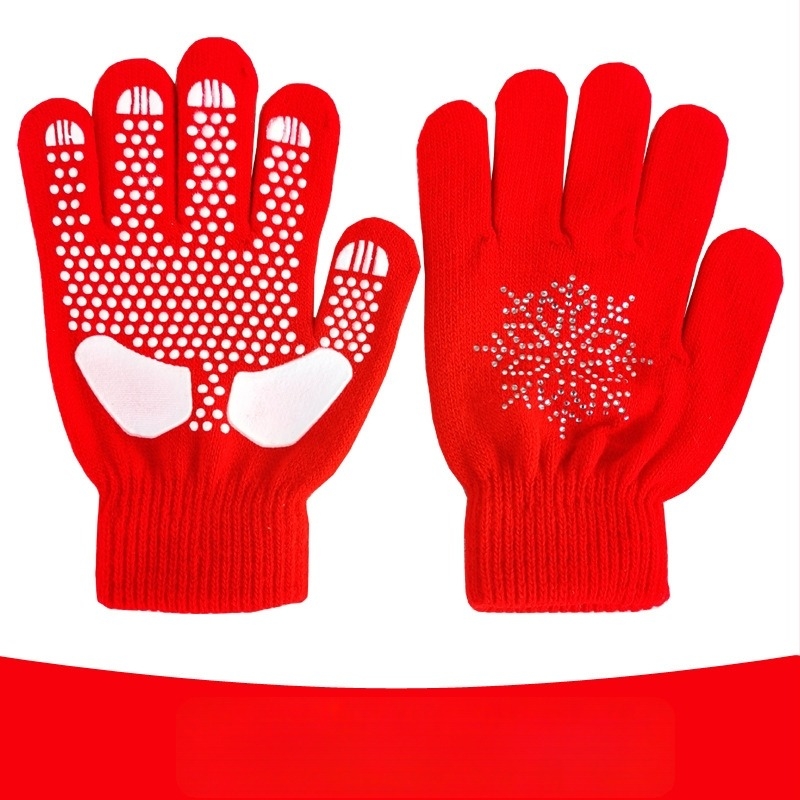 Sí- és korcsolyázó kesztyűk, vastagított kivitel, csúszásmentes, diamant mintás díszítéssel, esés elleni védelem, felnőtteknek és gyerekeknek, uniszex