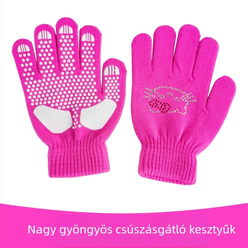 Sí- és korcsolyázó kesztyűk, vastagított kivitel, csúszásmentes, diamant mintás díszítéssel, esés elleni védelem, felnőtteknek és gyerekeknek, uniszex