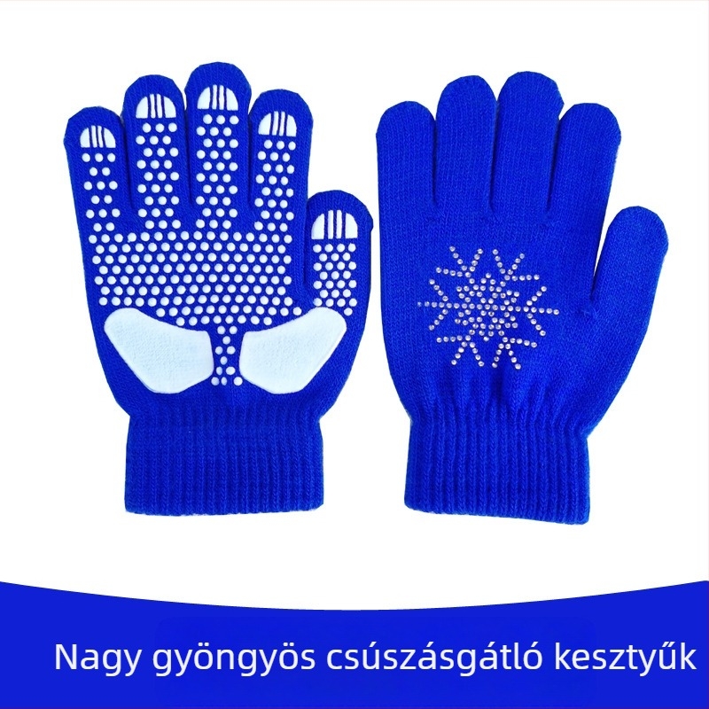 Sí- és korcsolyázó kesztyűk, vastagított kivitel, csúszásmentes, diamant mintás díszítéssel, esés elleni védelem, felnőtteknek és gyerekeknek, uniszex