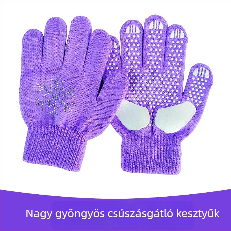 Sí- és korcsolyázó kesztyűk, vastagított kivitel, csúszásmentes, diamant mintás díszítéssel, esés elleni védelem, felnőtteknek és gyerekeknek, uniszex