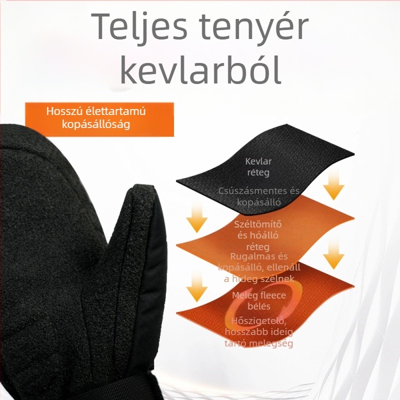 MTskier Síkesztyűk, Kevlar Kopásálló, Vízálló és Meleg, Beépített Csuklóvédőkkel, Felnőtteknek