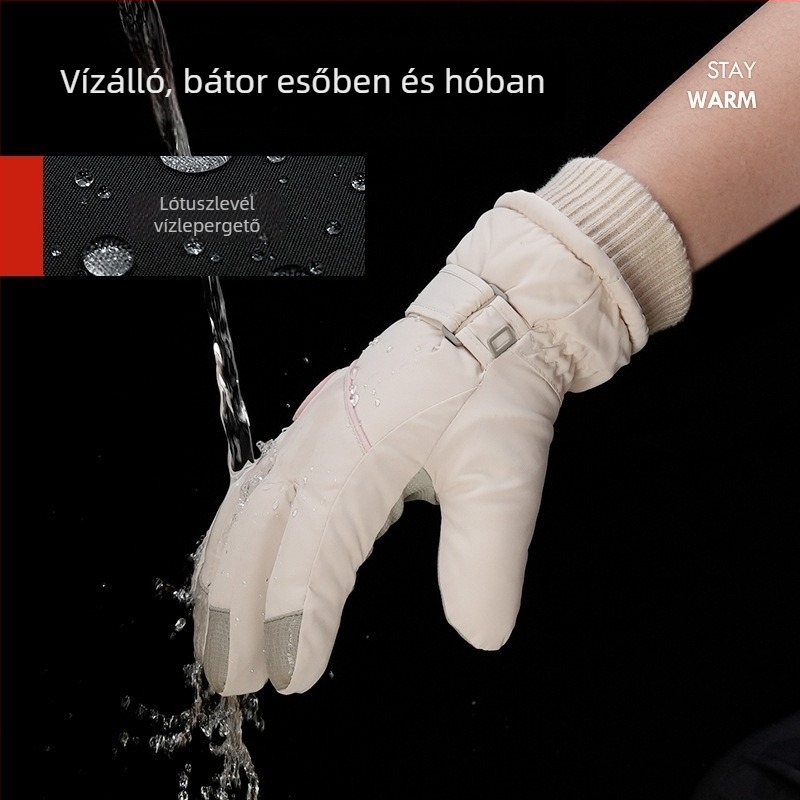 Uniszex síkesztyűk - szélálló, vízálló, csúszásmentes, érintőképernyő-kompatibilis, fleece bélés a téli kültéri kerékpározáshoz