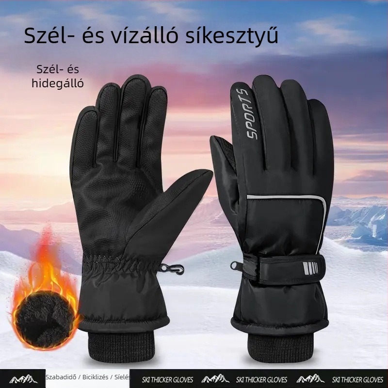 Sí kesztyűk – vízállóak, érintőképernyő-kompatibilisek, fleece-bélésű, szélállóak, izoláltak