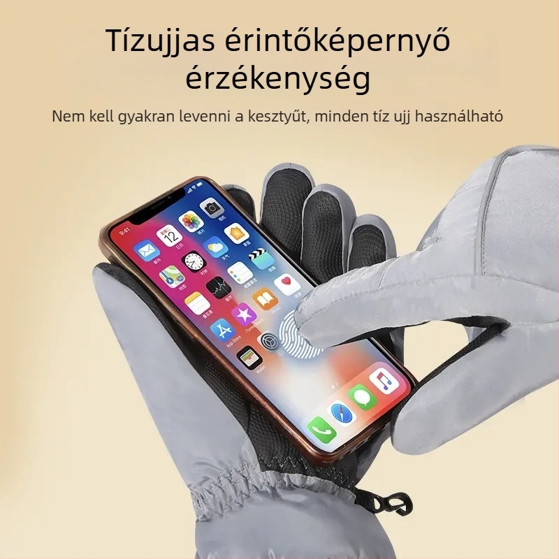 Sí kesztyűk – vízállóak, érintőképernyő-kompatibilisek, fleece-bélésű, szélállóak, izoláltak