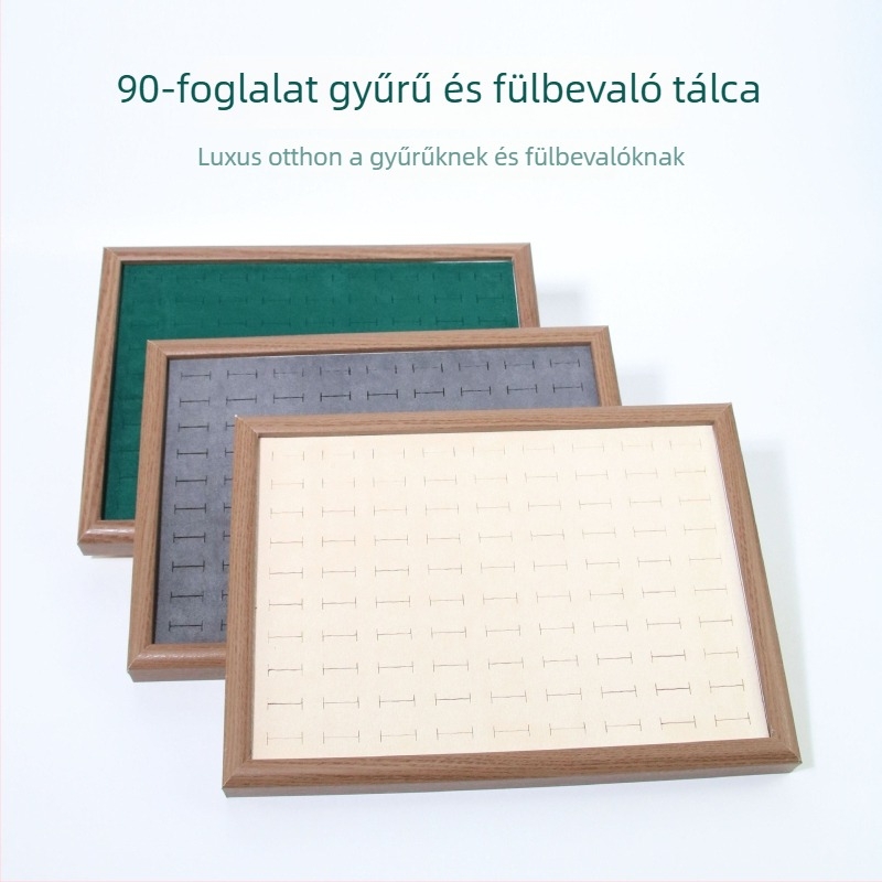 90 pozíciós gyűrűk kiállító korong – lapos ékszertartó tálca, anyag Density Board Sticker, 1 réteg, flanel burkolat, splicing szerkezet