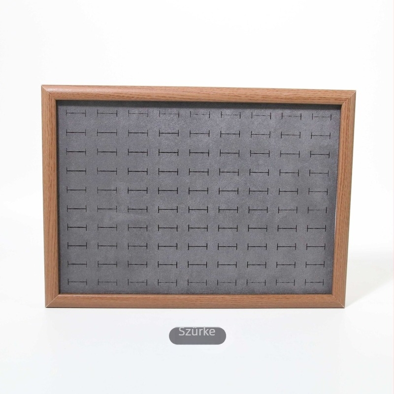 90 pozíciós gyűrűk kiállító korong – lapos ékszertartó tálca, anyag Density Board Sticker, 1 réteg, flanel burkolat, splicing szerkezet
