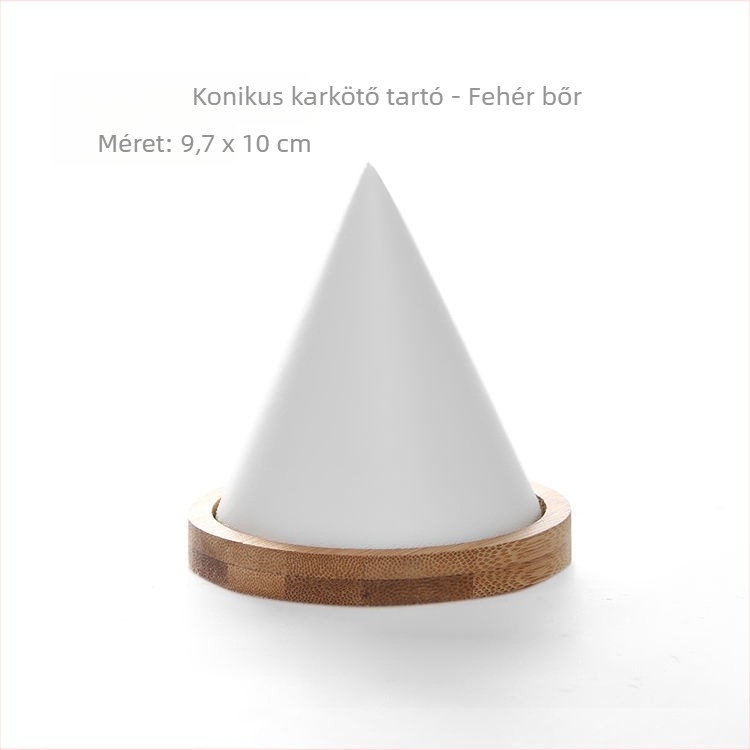 Ékszerállvány konusos kivitelben, tömörfából, fedőanyag: flanel, PU bőr, egy réteg
