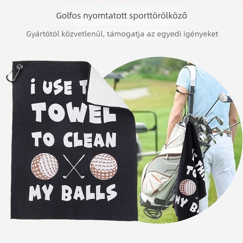Golf sporttörölköző - mikroszálas, ananászwaffel mintázat, nyomtatott logóval, testre szabható, nedvszívás 0–5 s