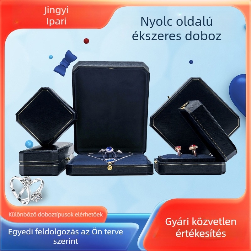 Jing Baohong nyolcszögű ékszerdoboz ABS anyagból, kemény kivitel, egyszínű bronz mintázat, testreszabható és magánmárka