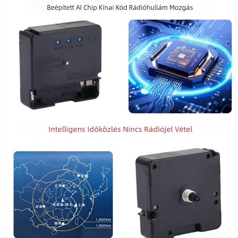 Okos rádióhullámú óramű automatikus időbeállítással, csendes kvarc óramű nappaliba, modern minimalista stílus