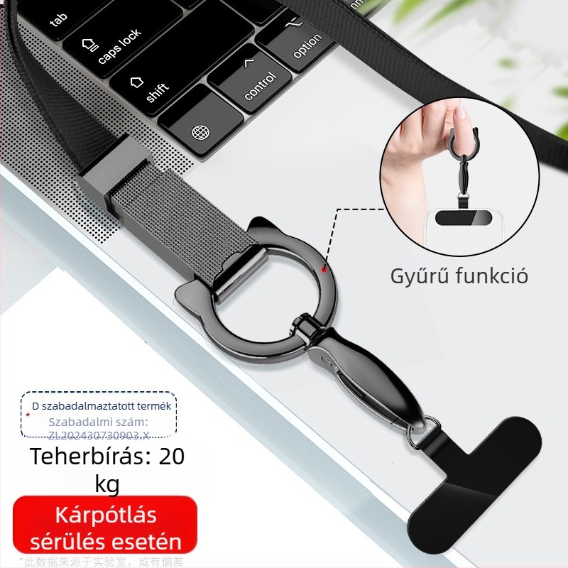 Mobiltelefonhoz való lanyard - YAGEEN, Uniszex, Testreszabás elérhető, Logó nyomtatás lehetséges, Fém csat