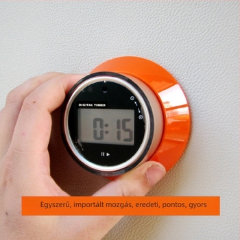 Digitális konyhai időzítő LCD kijelzővel, visszafelé számoló funkcióval, kerek műanyag házban (elemről működik)