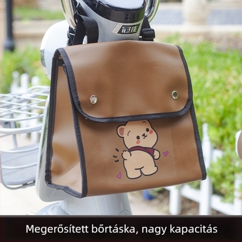 Műbőr kerékpár táska: előre elhelyezett állítható akkumulátor-zsebbel, 8L kapacitás, béléssel, multifunkciós tároló akkumulátorhoz és töltőhöz